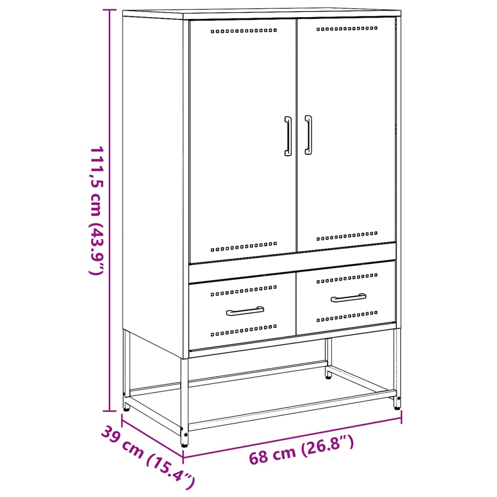 Dulap înalt, roz, 68x39x111,5 cm, oțel laminat la rece