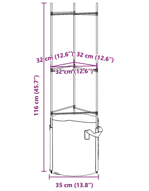 Загрузите изображение в средство просмотра галереи, Suport pentru roșii cu sac de plante, 2 buc., 116 cm oțel și PP
