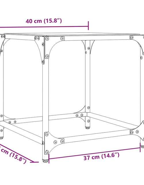 Загрузите изображение в средство просмотра галереи, Măsuță de cafea, blat din sticlă negră, 40x40x40 cm, oțel
