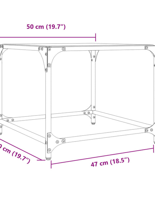 Загрузите изображение в средство просмотра галереи, Măsuță de cafea, blat din sticlă transparentă, 50x50x40 cm oțel
