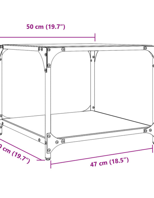 Загрузите изображение в средство просмотра галереи, Măsuță de cafea, blat din sticlă transparentă, 50x50x40 cm oțel
