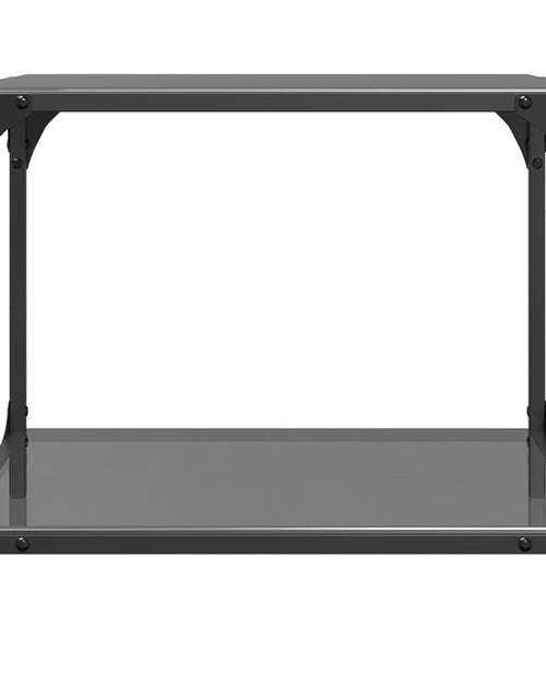 Загрузите изображение в средство просмотра галереи, Măsuță de cafea, blat din sticlă negră, 50x50x40 cm, oțel
