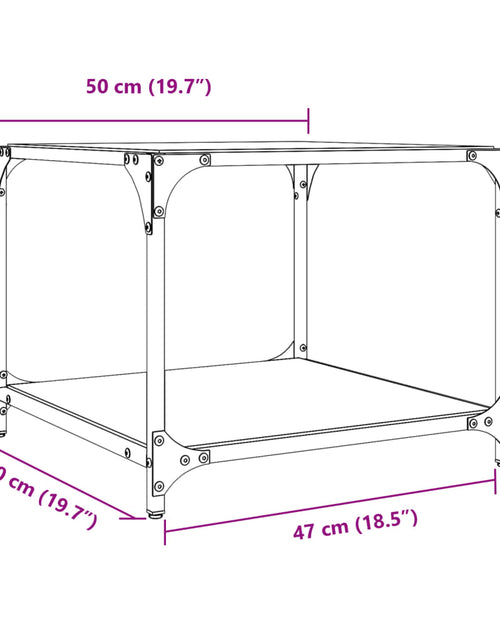 Загрузите изображение в средство просмотра галереи, Măsuțe de cafea, blat din sticlă negră, 2 buc. 50x50x40 cm oțel
