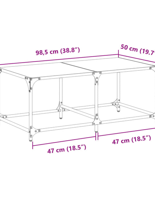 Încărcați imaginea în vizualizatorul Galerie, Măsuță de cafea cu blat din sticlă neagră 98,5x50x40 cm oțel
