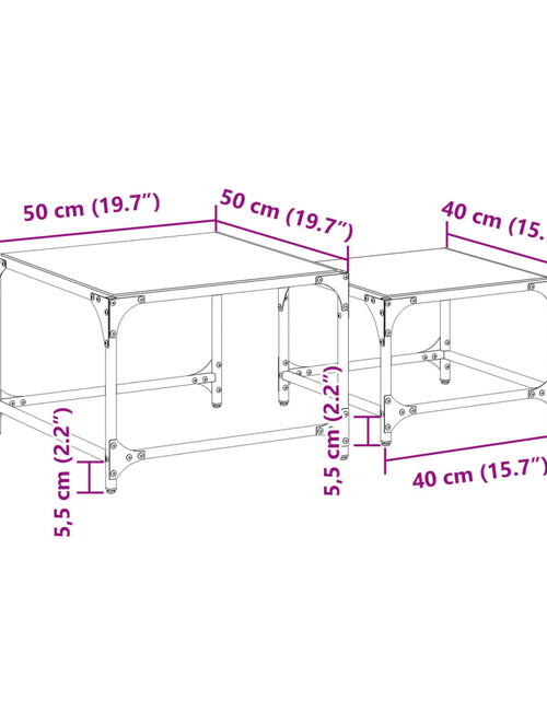 Загрузите изображение в средство просмотра галереи, Măsuțe de cafea suprapuse, 2 buc., blat sticlă neagră, oțel
