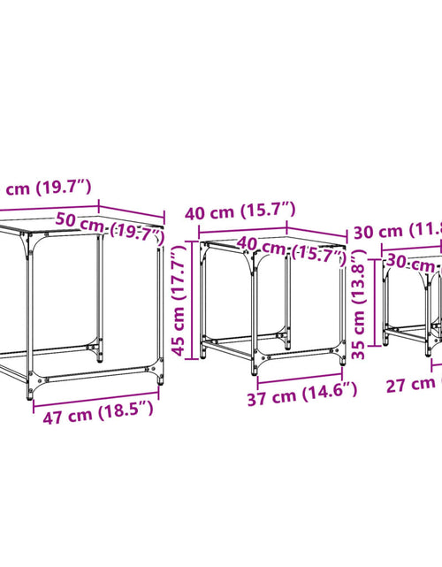 Загрузите изображение в средство просмотра галереи, Măsuțe de cafea suprapuse, 3 buc., blat sticlă neagră, oțel
