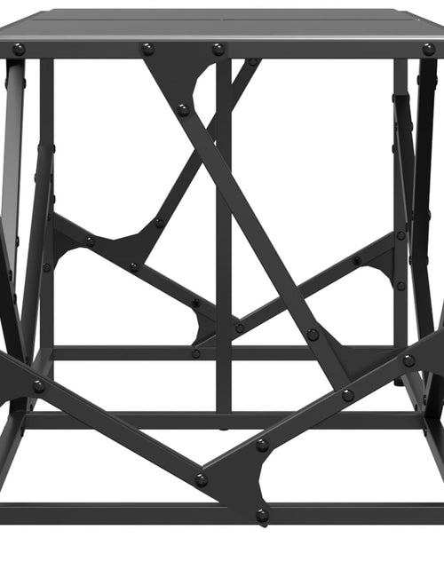 Încărcați imaginea în vizualizatorul Galerie, Măsuță de cafea, blat din sticlă negră, 78,5x40x41 cm, oțel
