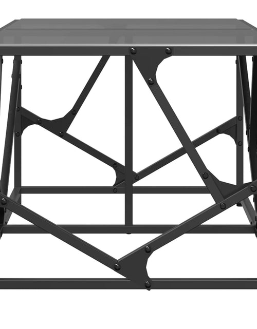 Încărcați imaginea în vizualizatorul Galerie, Măsuță de cafea, blat din sticlă negră, 98,5x50x41 cm, oțel
