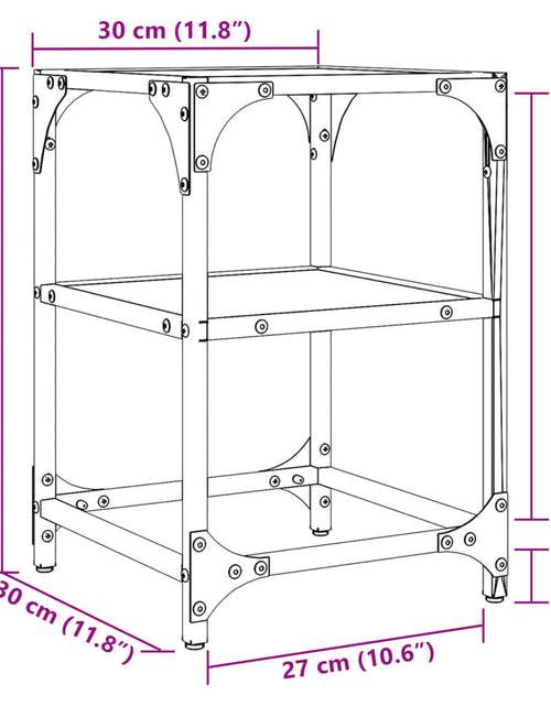 Загрузите изображение в средство просмотра галереи, Măsuțe de cafea, blat din sticlă negră, 2 buc. 30x30x40 cm oțel
