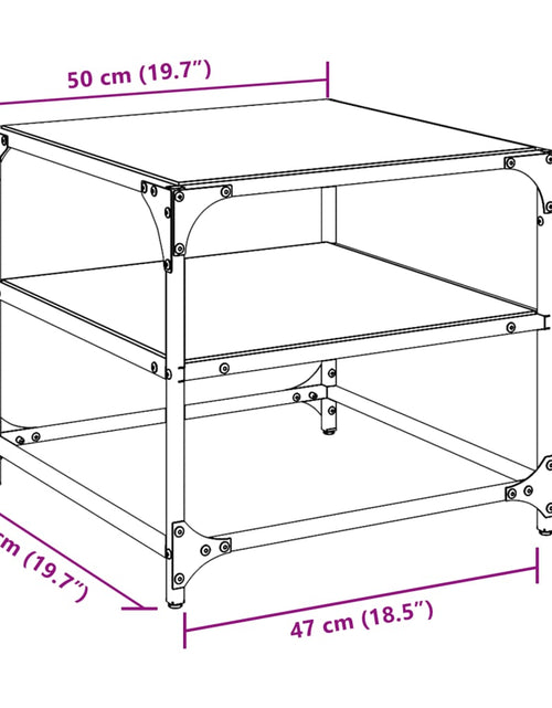 Загрузите изображение в средство просмотра галереи, Măsuță de cafea, blat din sticlă negră, 50x50x45 cm, oțel
