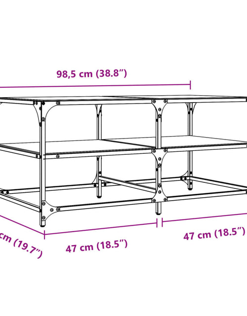 Загрузите изображение в средство просмотра галереи, Măsuță de cafea cu blat din sticlă neagră 98,5x50x45 cm oțel
