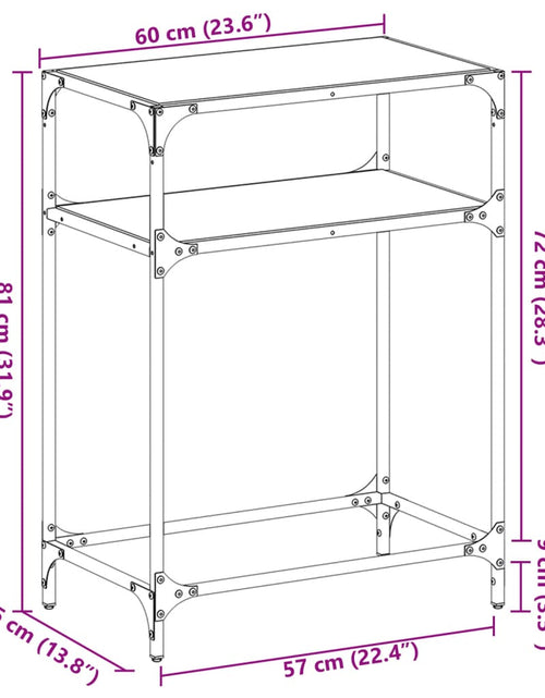 Загрузите изображение в средство просмотра галереи, Măsuță de cafea, blat din sticlă transparentă, 60x35x81 cm oțel
