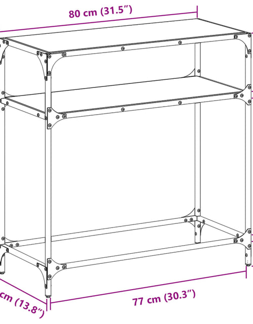 Загрузите изображение в средство просмотра галереи, Măsuță de cafea, blat din sticlă transparentă, 80x35x81 cm oțel

