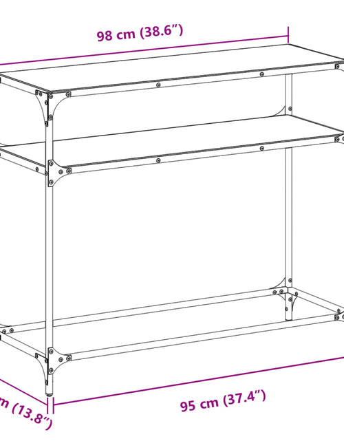Загрузите изображение в средство просмотра галереи, Măsuță de cafea, blat din sticlă negră, 98x35x81 cm, oțel
