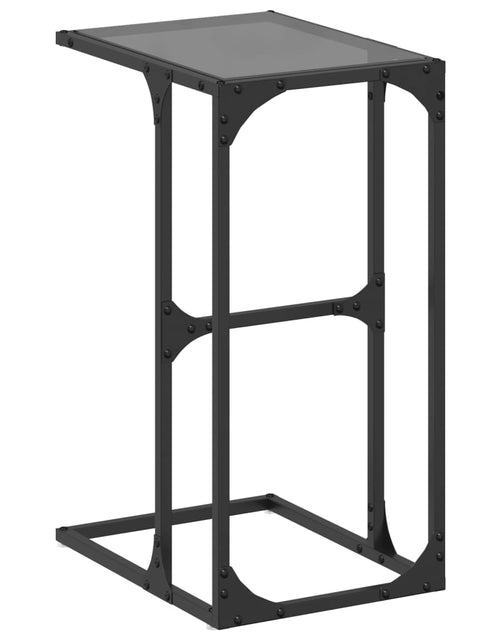 Încărcați imaginea în vizualizatorul Galerie, Măsuță laterală blat din sticlă neagră 40x30x61,5 cm oțel
