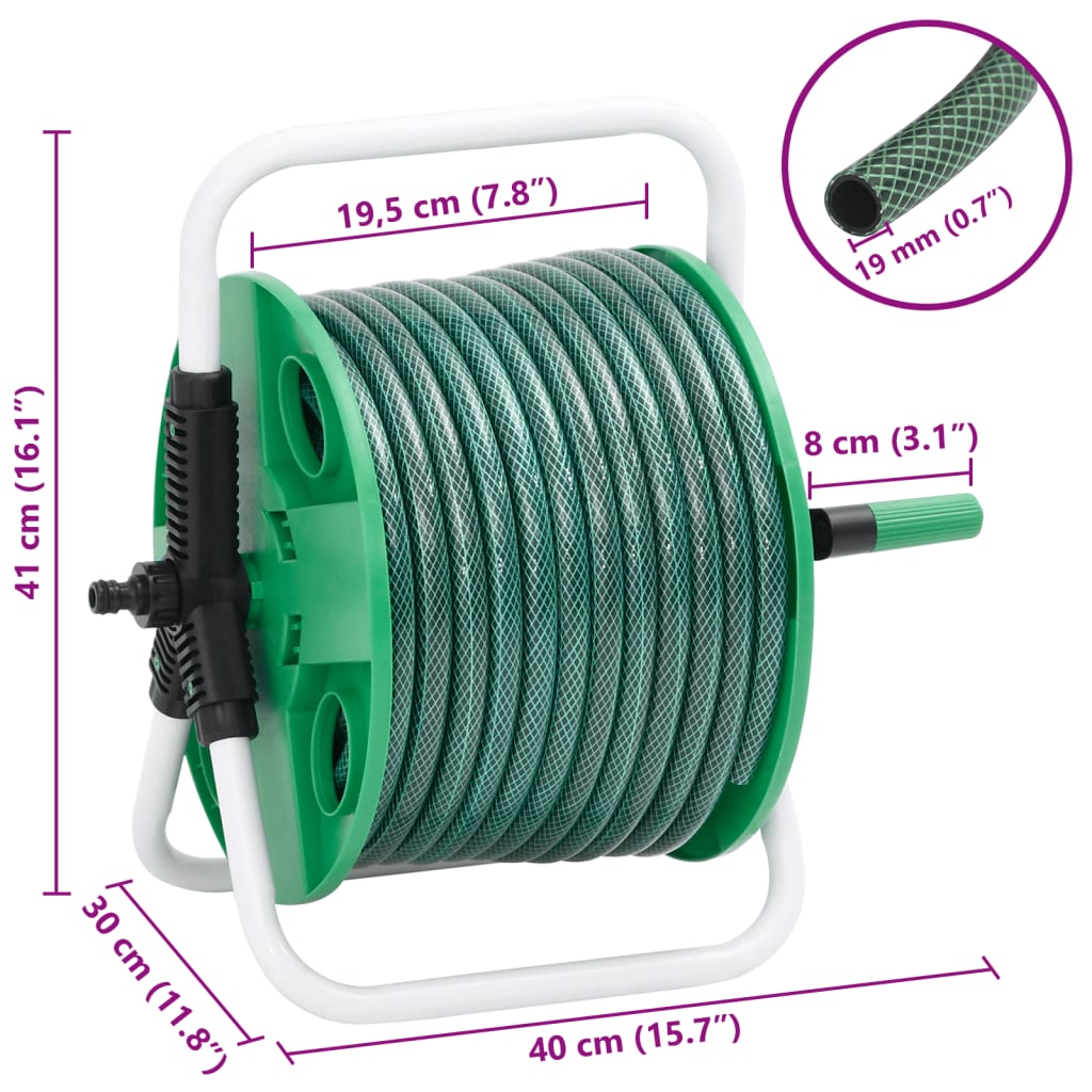 Tambur furtun autonom verde set racorduri furtun 0,75" 20 m PVC