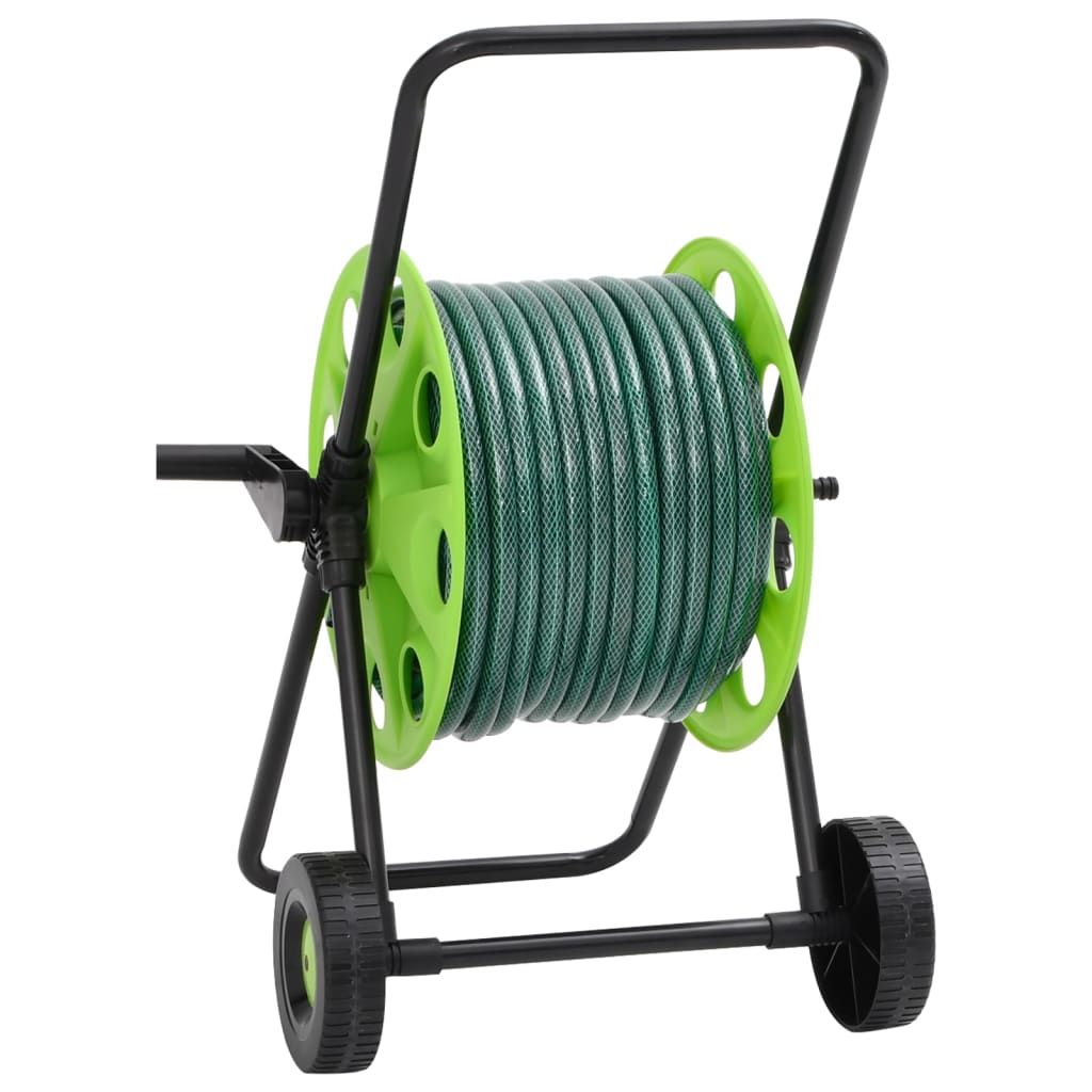 Cărucior tambur furtun verde set racorduri furtun 0,75" 20m PVC