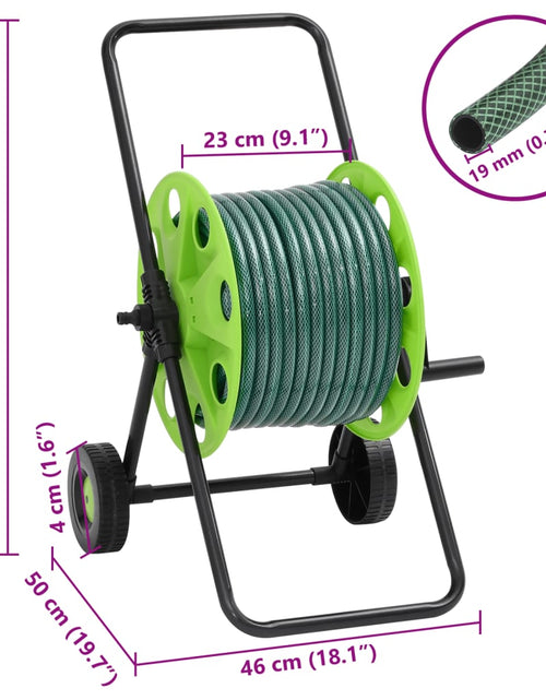 Загрузите изображение в средство просмотра галереи, Cărucior tambur furtun verde set racorduri furtun 0,75&quot; 20m PVC
