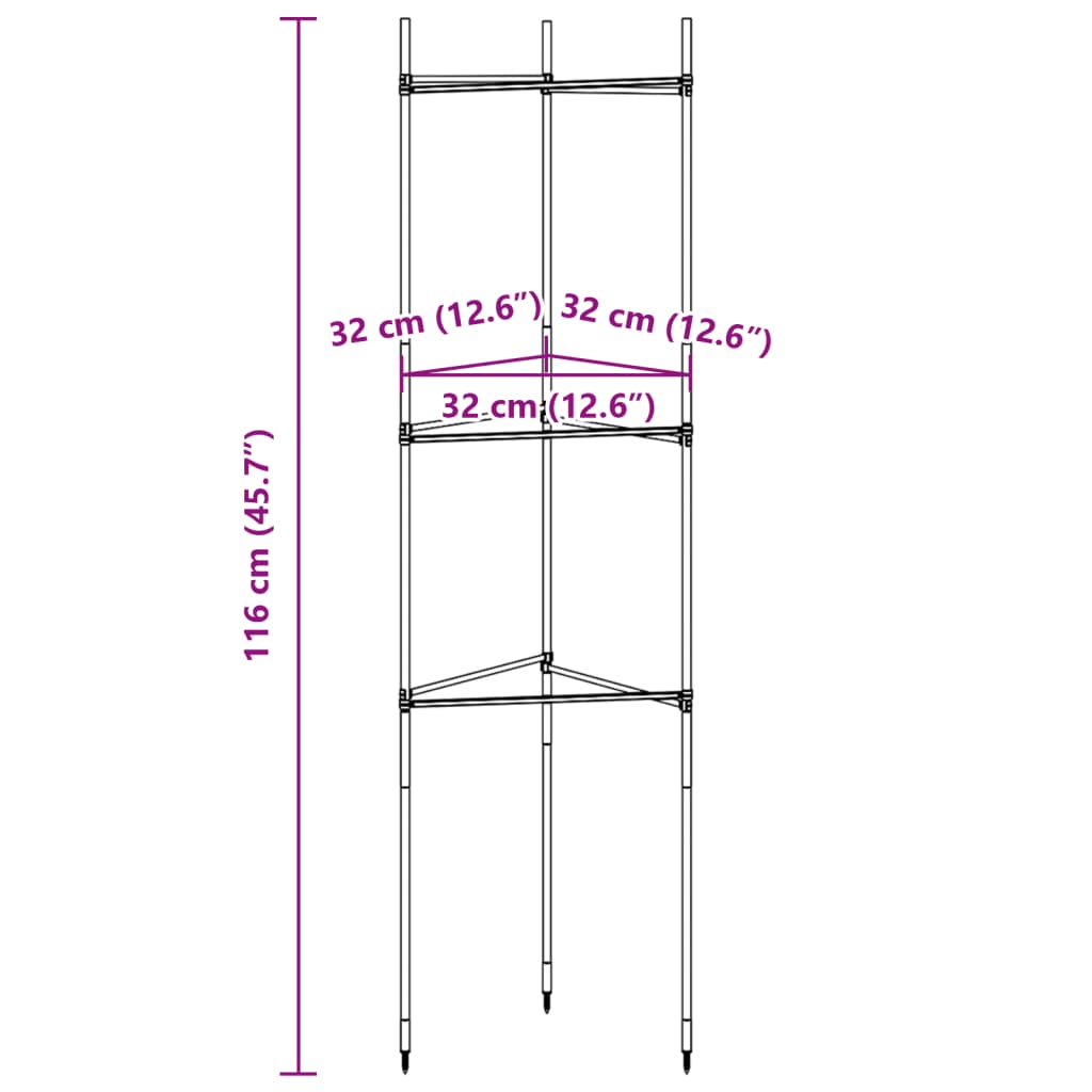 Suport pentru roșii, 8 buc., 116 cm, oțel și PP