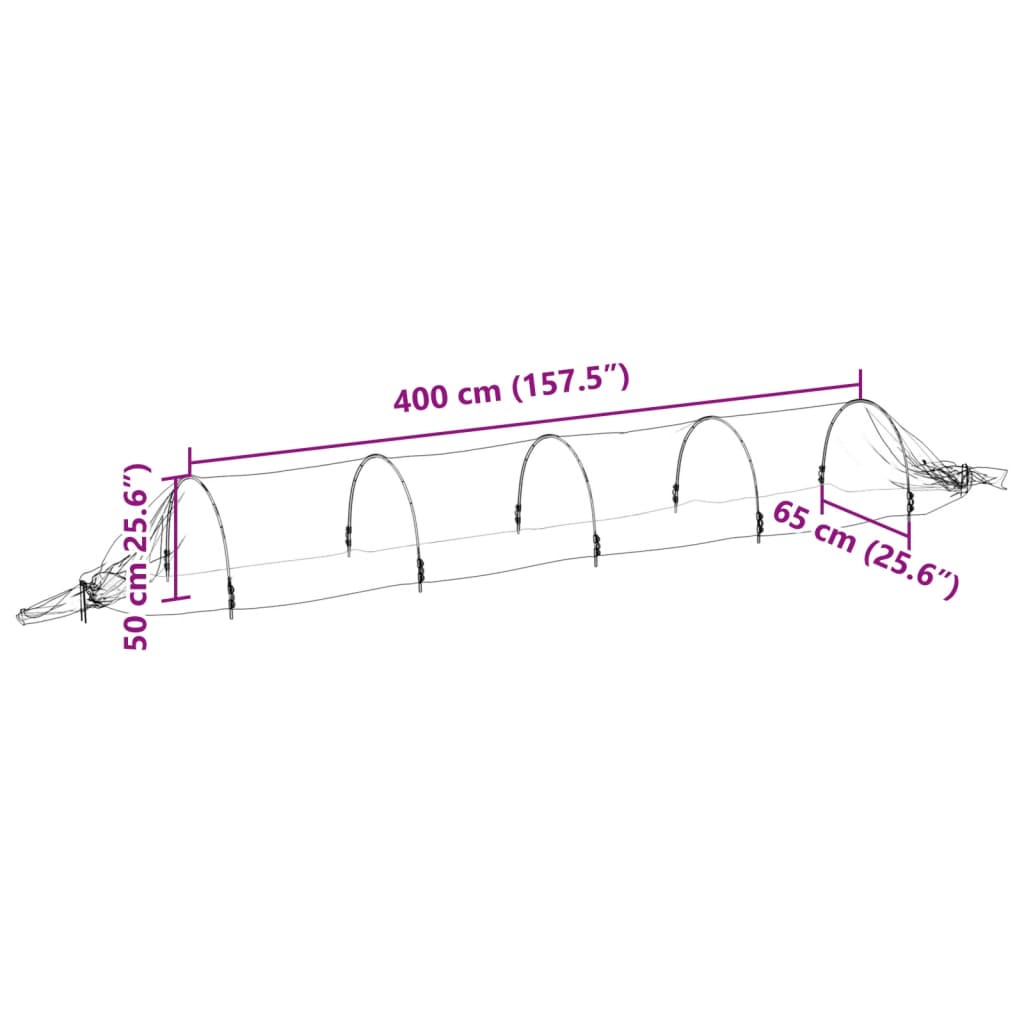 Tuneluri din plasă, 4 buc., 1,5x5 m, fibră de sticlă și PP