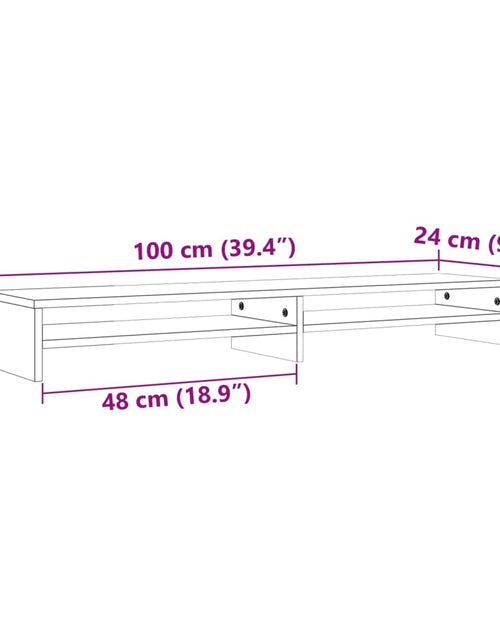 Încărcați imaginea în vizualizatorul Galerie, Stand pentru monitor, maro ceruit, 100x24x13 cm, lemn masiv pin
