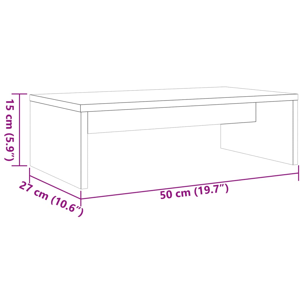 Suport pentru monitor, maro ceruit, 50x27x15 cm, lemn masiv pin