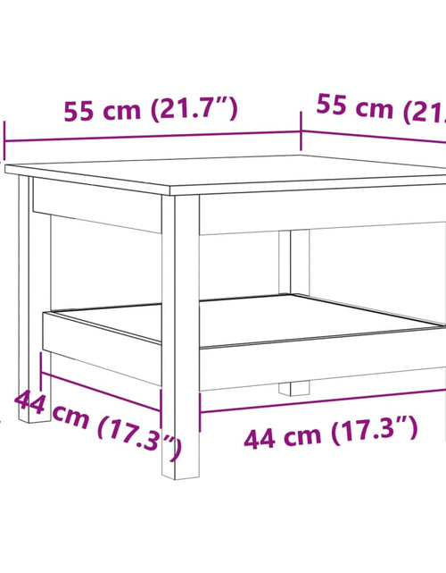 Încărcați imaginea în vizualizatorul Galerie, Măsuță de cafea, maro ceruit, 55x55x40 cm, lemn masiv de pin
