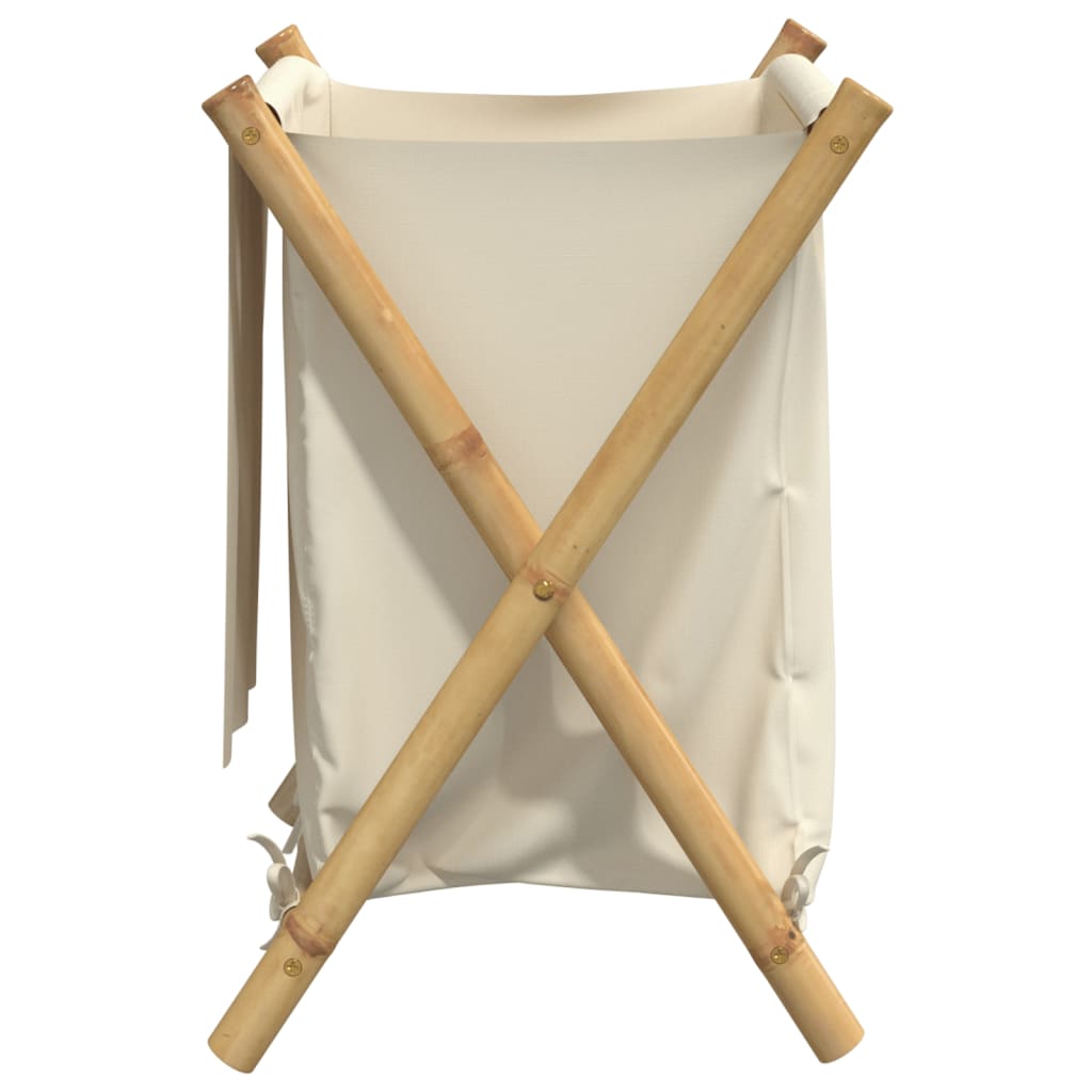 Coș de rufe, alb crem, 45x55x63,5 cm, bambus