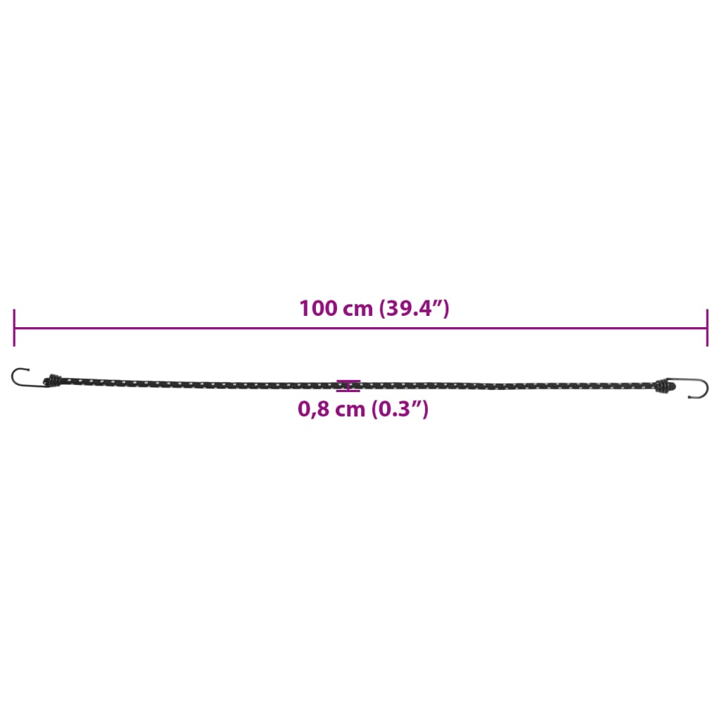 Corzi elastice cu benzi reflectorizante/cârlige 50 buc. 100 cm