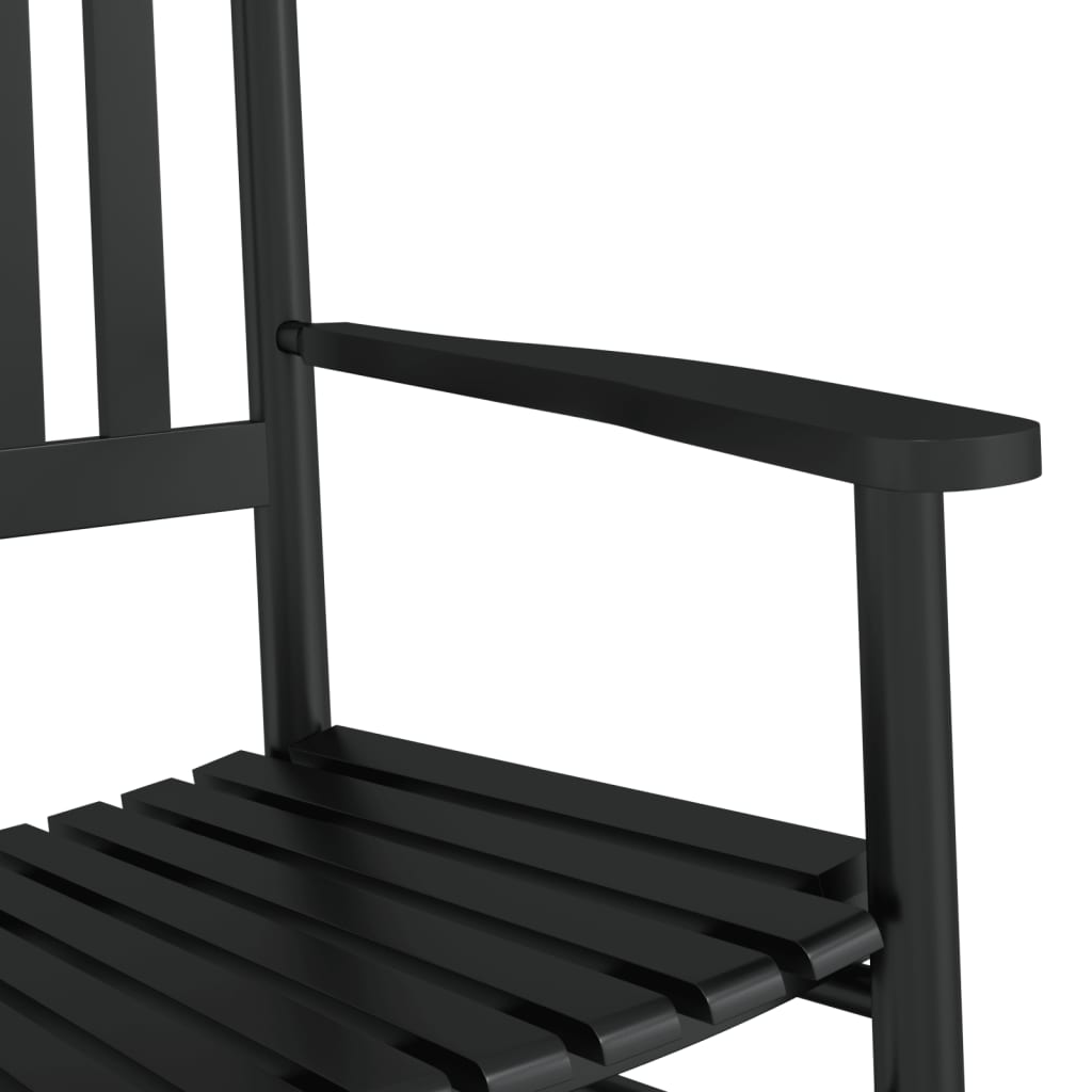 Scaun balansoar cu șezut curbat, negru, lemn masiv de plop