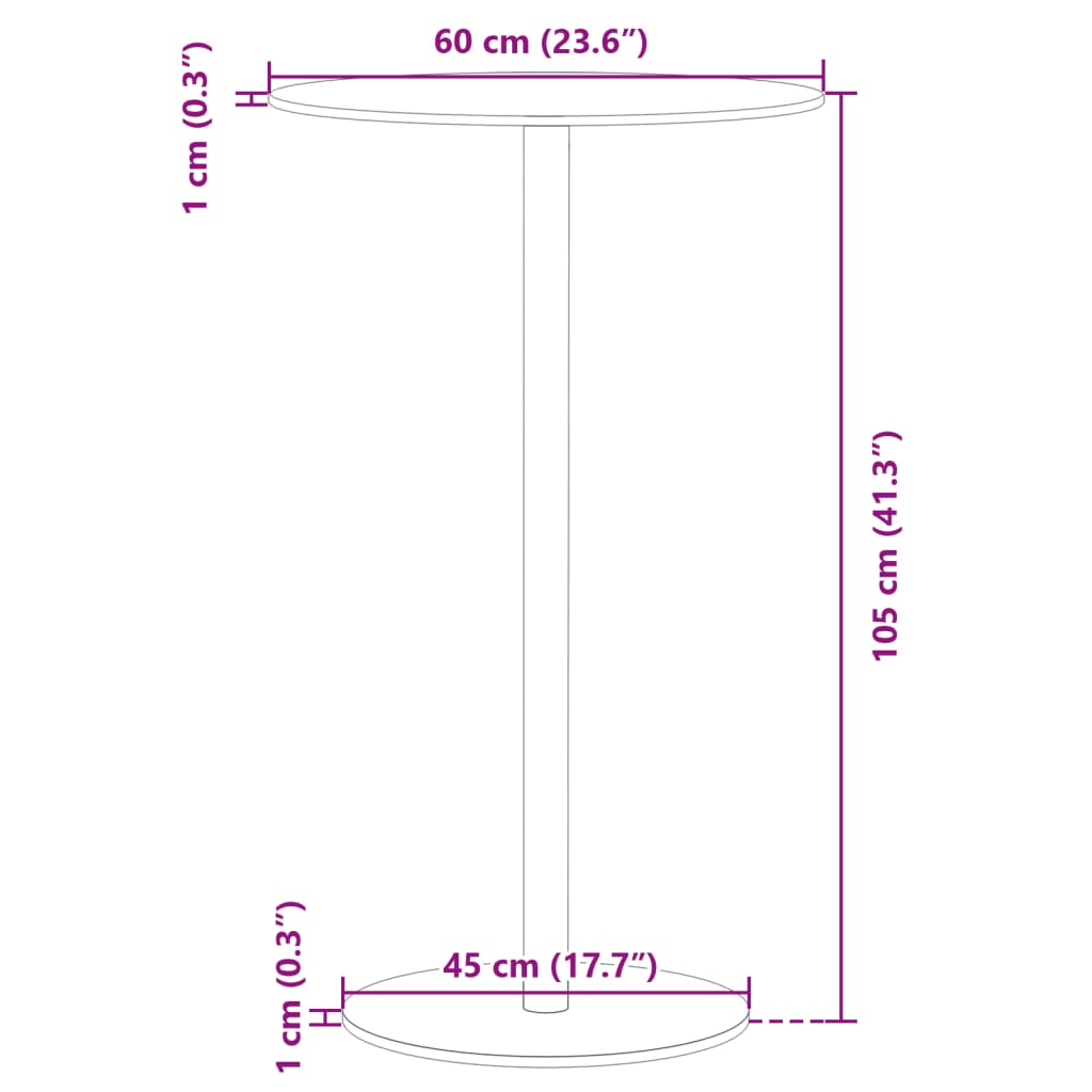 Masă de grădină rotundă, negru, Ø60x105 cm, oțel