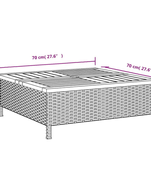 Загрузите изображение в средство просмотра галереи, Masă de grădină, negru, 70x70x25 cm, poliratan și lemn acacia
