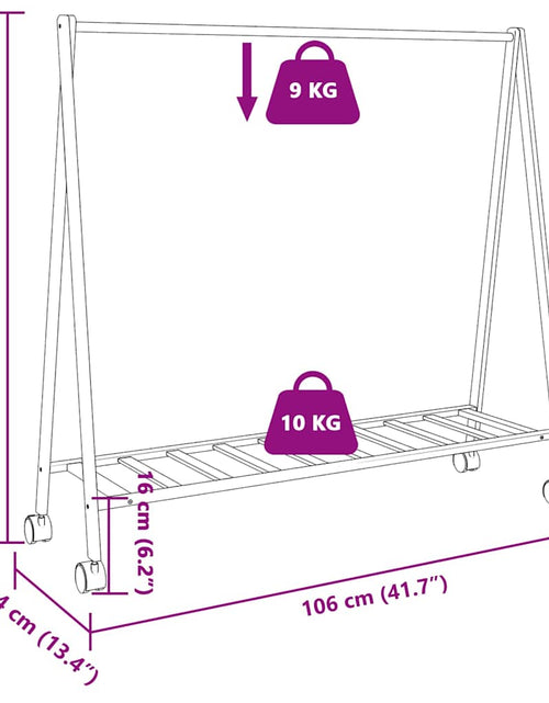 Загрузите изображение в средство просмотра галереи, Suport pentru haine cu rafturi și roți 106x34x106,5 cm bambus
