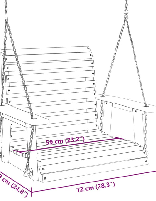 Încărcați imaginea în vizualizatorul Galerie, Leagăn de grădină cu lanțuri metalice, negru, lemn masiv brad
