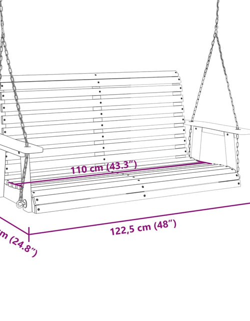 Încărcați imaginea în vizualizatorul Galerie, Bancă balansoar grădină lanțuri metalice, maro, lemn masiv brad
