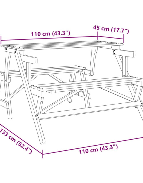 Încărcați imaginea în vizualizatorul Galerie, Masă de picnic cu bănci, lemn masiv brad, convertibilă 2 în 1
