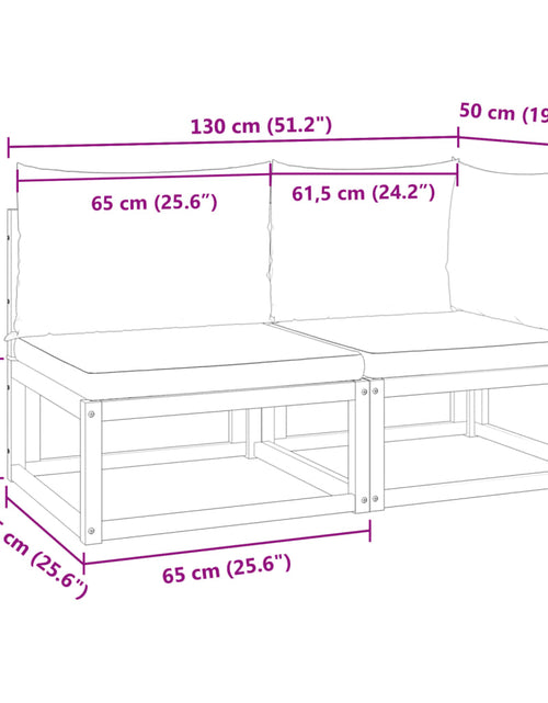 Încărcați imaginea în vizualizatorul Galerie, Canapea de grădină cu perne, 2 locuri, lemn masiv de acacia
