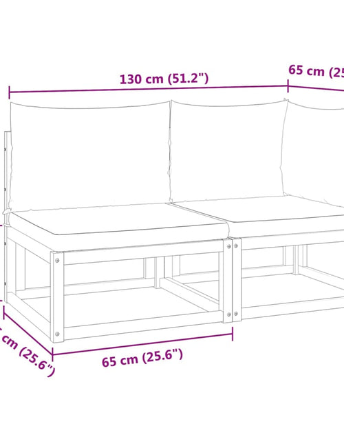 Încărcați imaginea în vizualizatorul Galerie, Canapea de grădină cu perne, 2 locuri, lemn masiv de acacia
