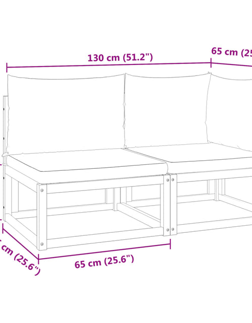 Încărcați imaginea în vizualizatorul Galerie, Canapea de grădină cu perne, 2 locuri, lemn masiv de acacia
