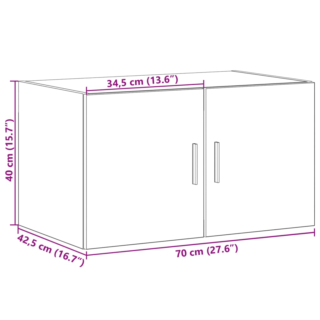 Dulap de perete, gri beton, 70x42,5x40 cm, lemn prelucrat