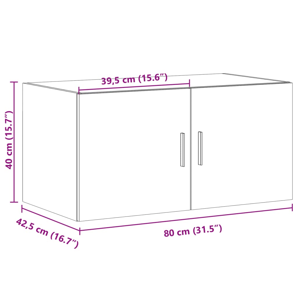 Dulap de perete, alb, 80x42,5x40 cm, lemn compozit