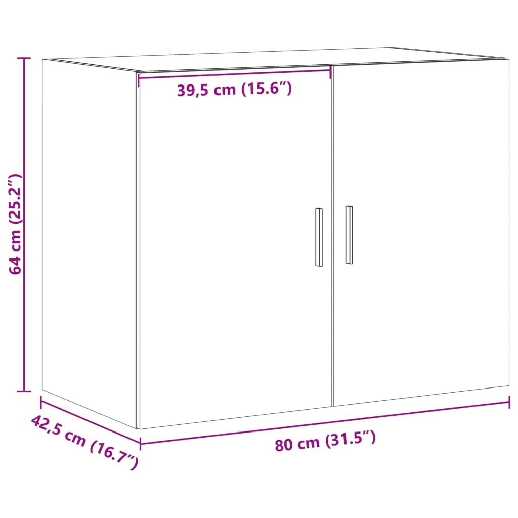 Dulap de perete, stejar fumuriu, 80x42,5x64 cm, lemn compozit