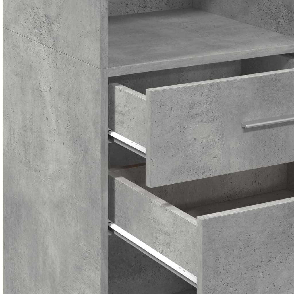 Dulap înalt, gri beton, 45x42,5x124 cm, lemn prelucrat