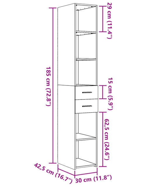 Încărcați imaginea în vizualizatorul Galerie, Dulap înalt, gri beton, 30x42,5x185 cm, lemn prelucrat
