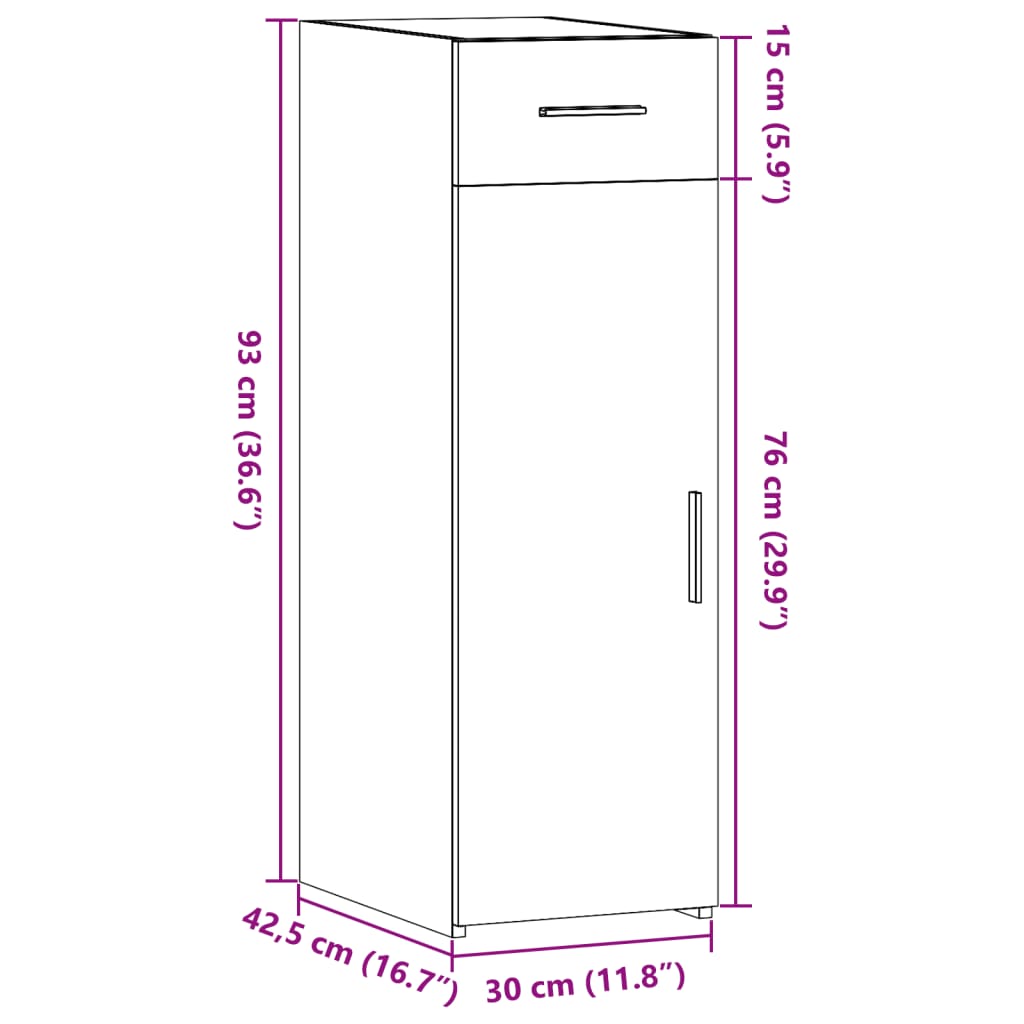 Dulap, alb, 30x42,5x93 cm, lemn prelucrat