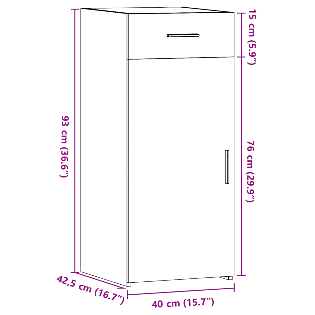 Dulap, alb, 40x42,5x93 cm, lemn prelucrat