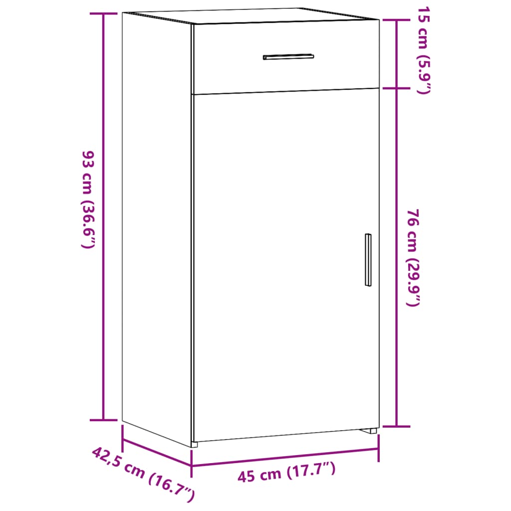 Dulap, sonoma gri, 45x42,5x93 cm, lemn prelucrat