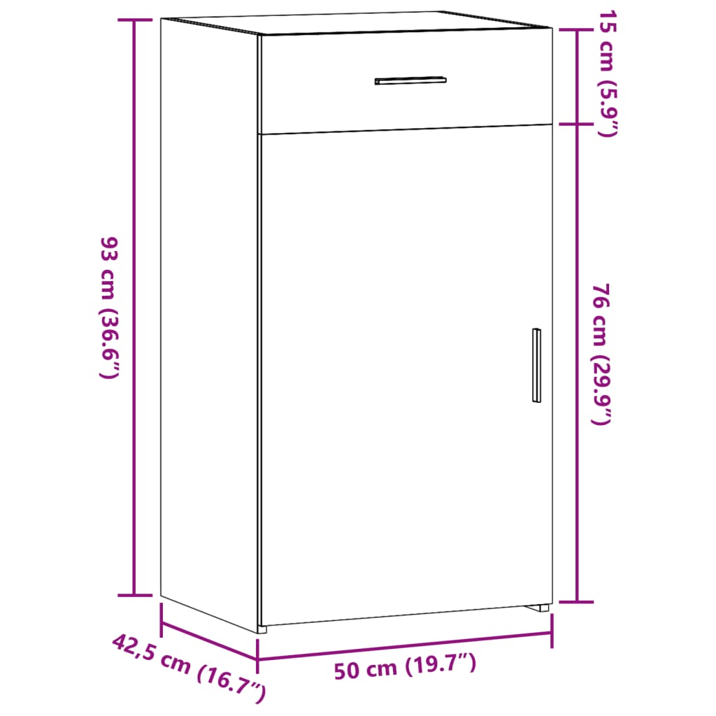 Dulap, alb, 50x42,5x93 cm, lemn prelucrat