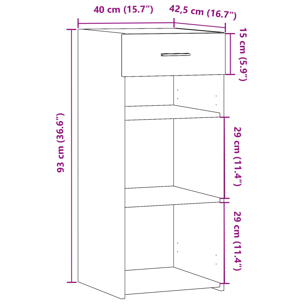 Dulap, negru, 40x42,5x93 cm, lemn prelucrat