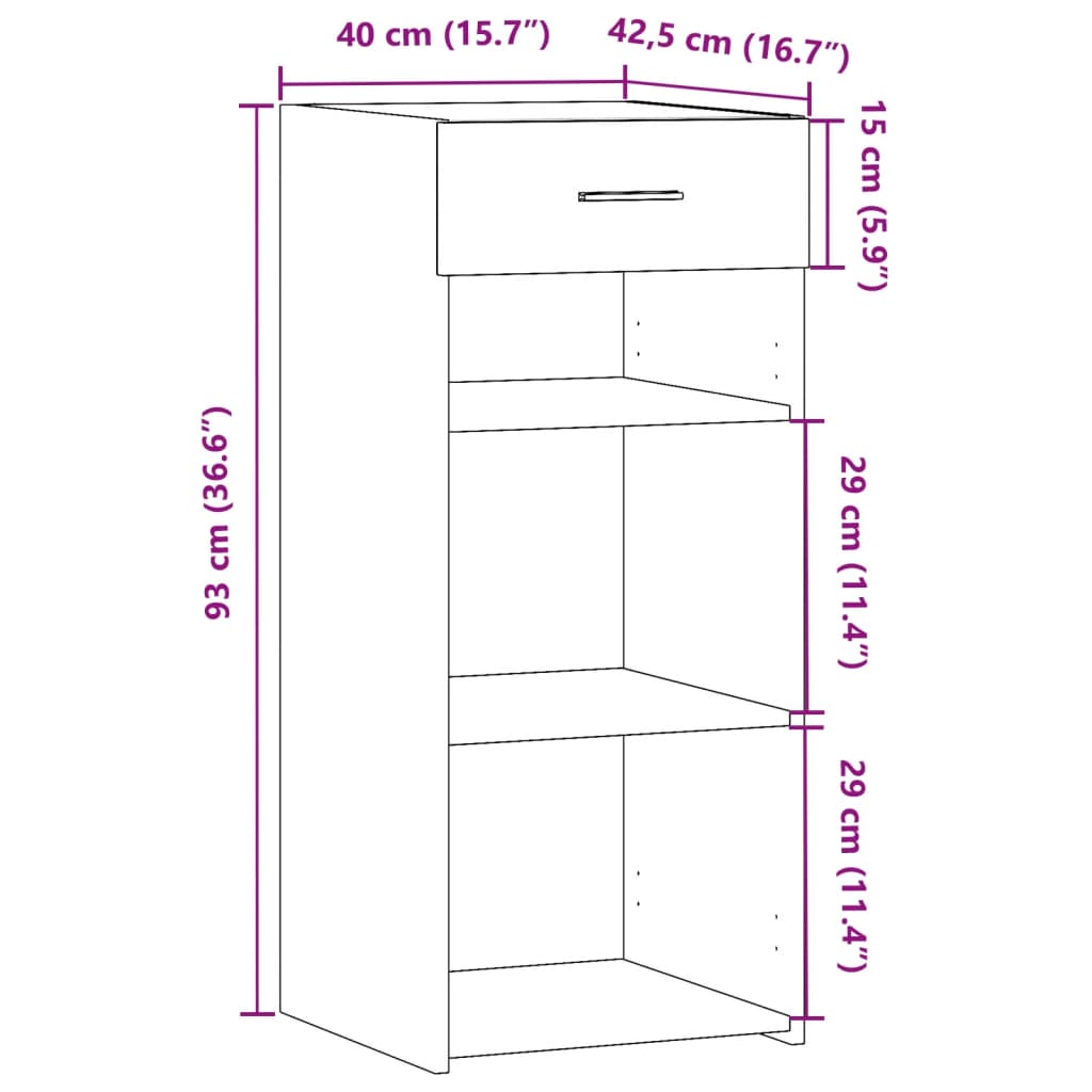 Dulap, stejar sonoma, 40x42,5x93 cm, lemn prelucrat